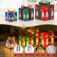 3-Piece Lighted Christmas Gift Box Trio View 1