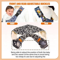 Front and rear adjustment buckles on the padded shoulder strap
