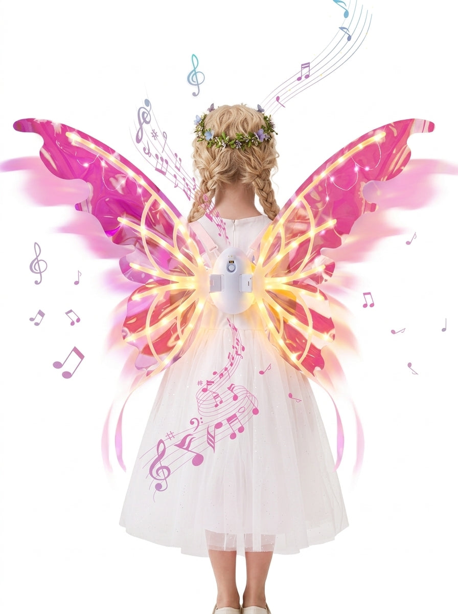 FairyGlow™ Electric Moving Butterfly Wings - Pink Back View View 12