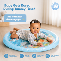 Baby staying happily on their front on the water mat
