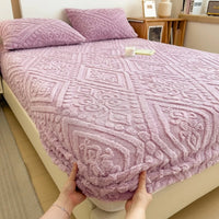 Embossed plush fitted sheet in Lavender View 18