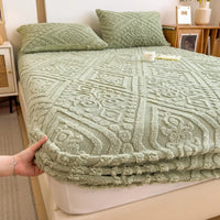 Embossed plush fitted sheet in Sage Green View 16