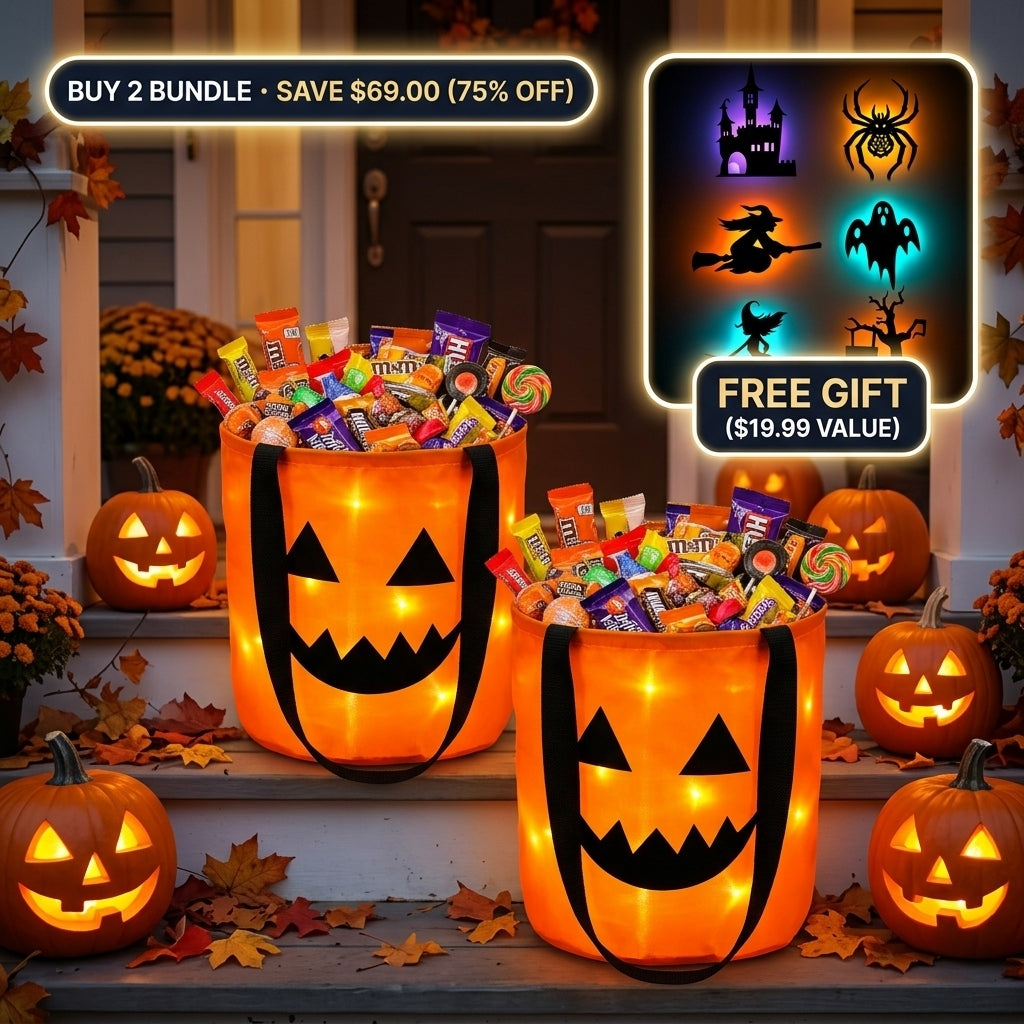 GlowBucket LED Light-Up Halloween Candy Bag Buy 2 Bundle - Save $69.00 (75% OFF) - Buy 2 Bundle Offer