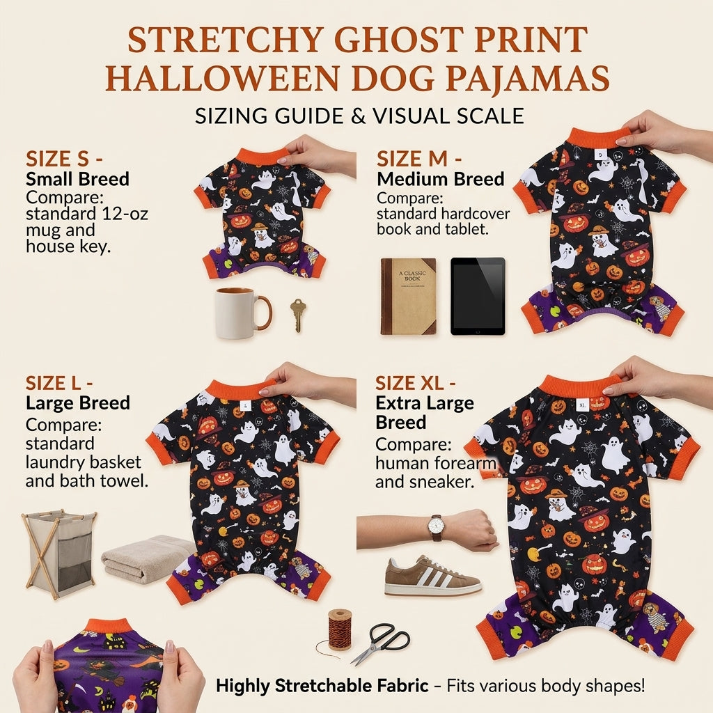 4-Pack Halloween Ghost Print Dog Pajamas View 7