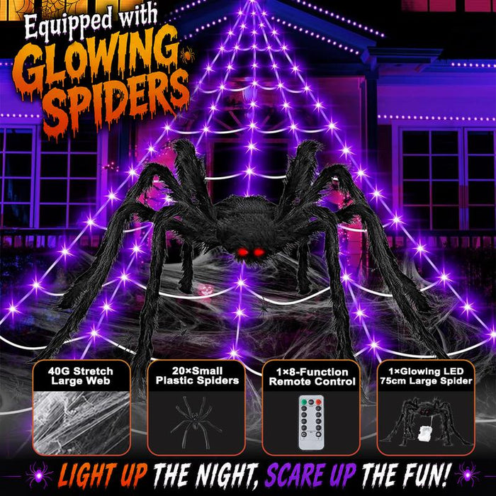 Giant Glowing Spider Web Light
