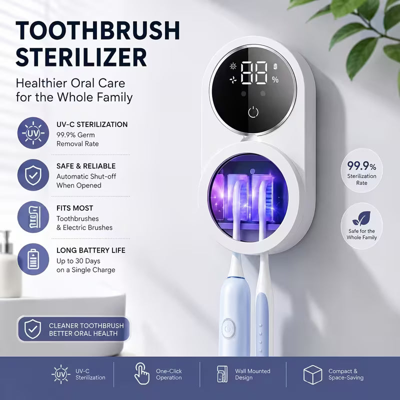 PureShield Pro™ - Smart Touchless UV-C Toothbrush Sanitiser & Dryer View 1