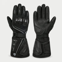 Carbon heated riding gloves in Black View 2