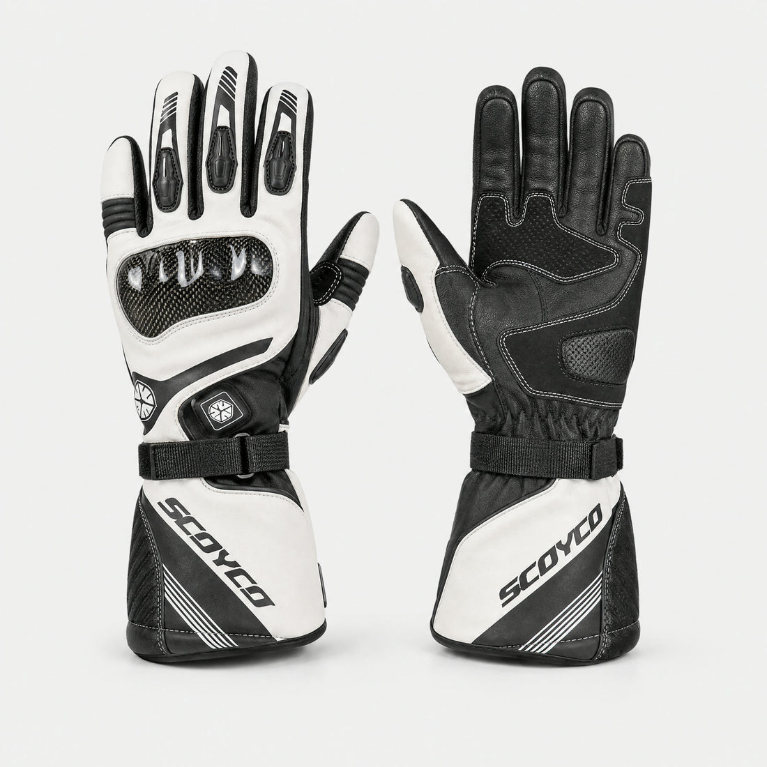 Carbon heated riding gloves, back and palm
