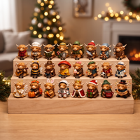 24-Day Christmas Highland Cow Advent Calendar - Card 3: 24 Collectible Figures Catalog Display View 3