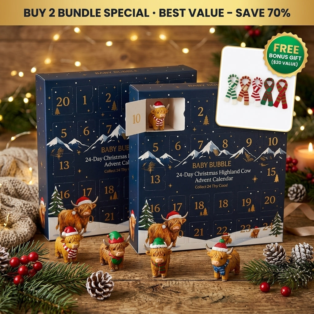 24-Day Christmas Highland Cow Advent Calendar Buy 2 Bundle Special - Best Value Save 70% - Buy 2 Bundle Offer