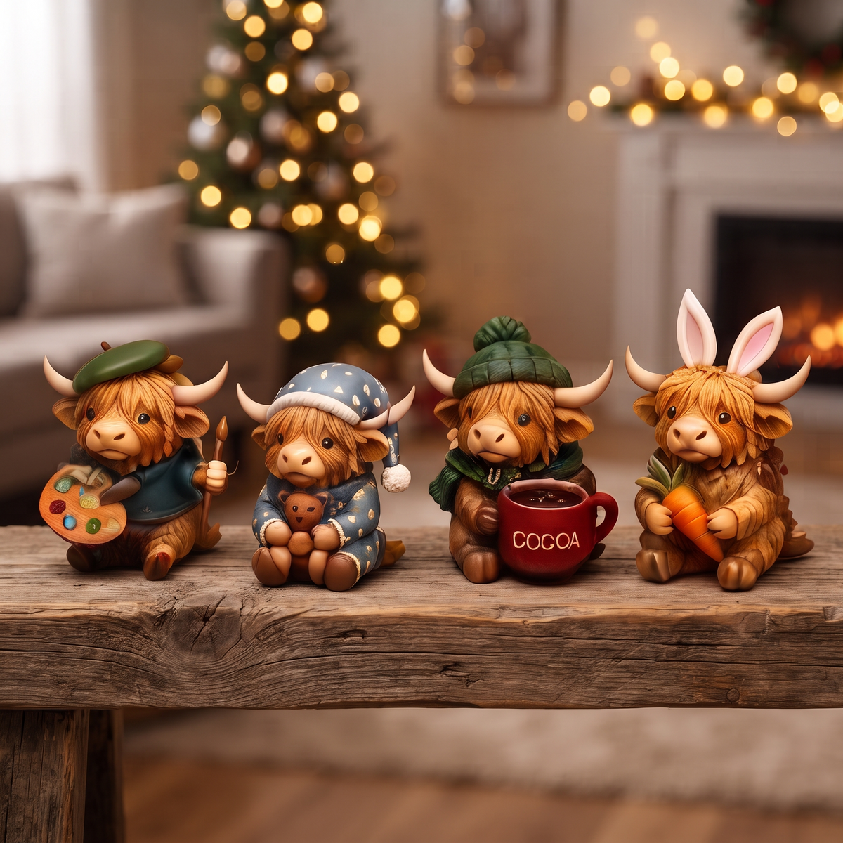 24-Day Christmas Highland Cow Advent Calendar - Card 2: Collectible Figurines Macro Details View 4
