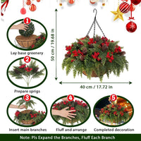 Festive Evergreen Hanging Christmas Basket View 9