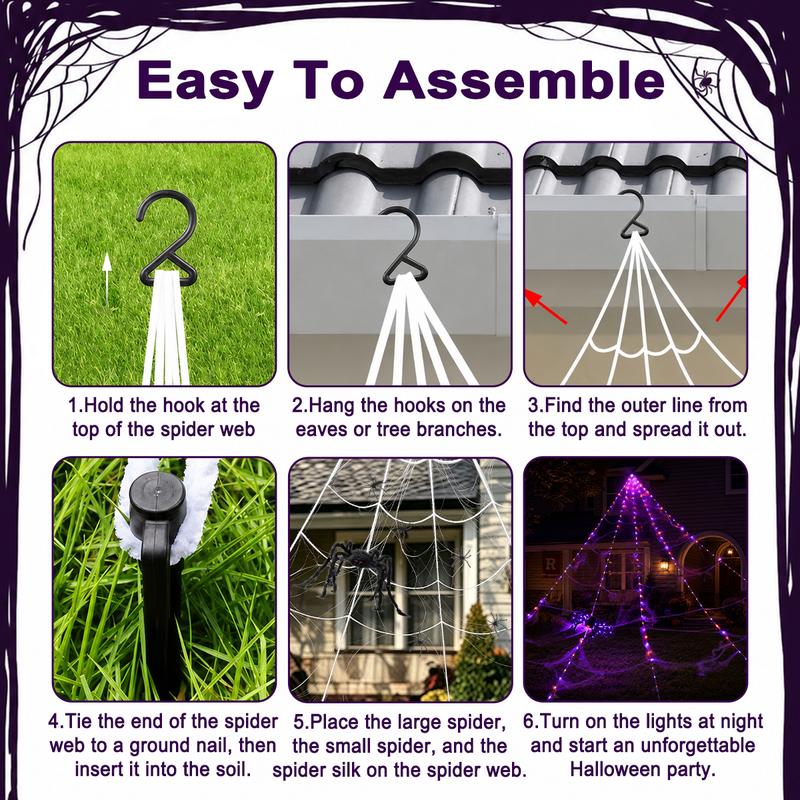 Giant Glowing Spider Web Light View 6