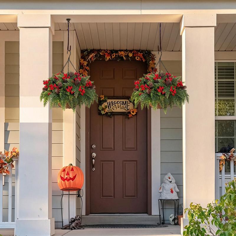 Festive Evergreen Hanging Christmas Basket View 6