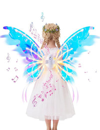 FairyGlow™ Electric Moving Butterfly Wings - Blue Back View View 4