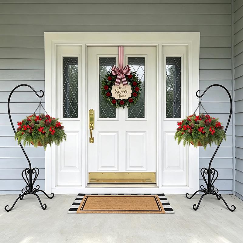 Festive Evergreen Hanging Christmas Basket View 4