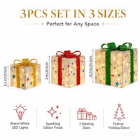 3-Piece Lighted Christmas Gift Box Trio View 10