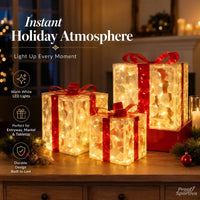 3-Piece Lighted Christmas Gift Box Trio View 9