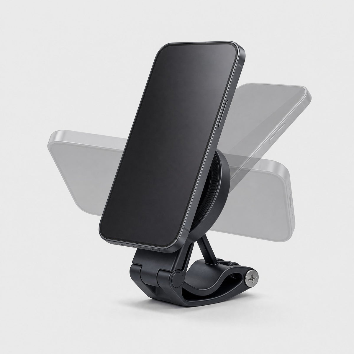 Phone on the holder shown at several angles