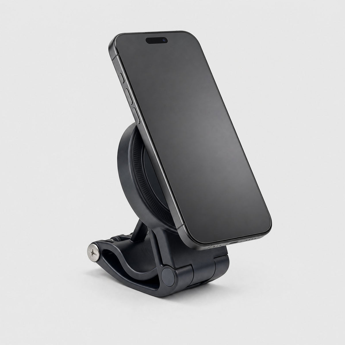 Magnetic car phone holder with a phone attached