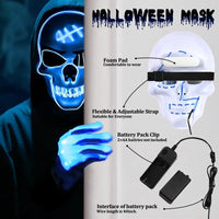 Phantom LED Skull Mask & Skeleton Gloves Set View 7