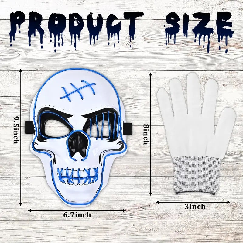 Phantom LED Skull Mask & Skeleton Gloves Set View 6
