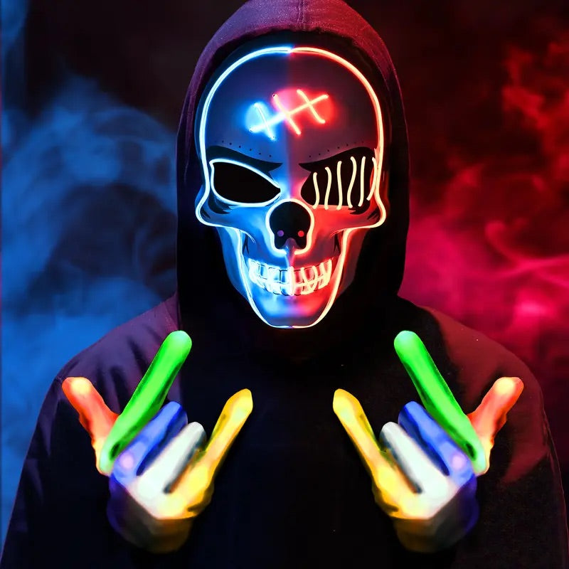 Phantom LED Skull Mask & Skeleton Gloves Set View 3
