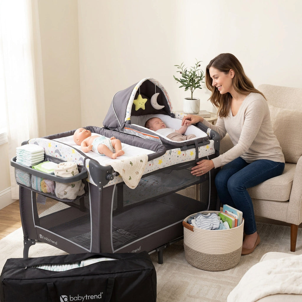 4-in-1 Compact All-in-One Portable Nursery Center View 6