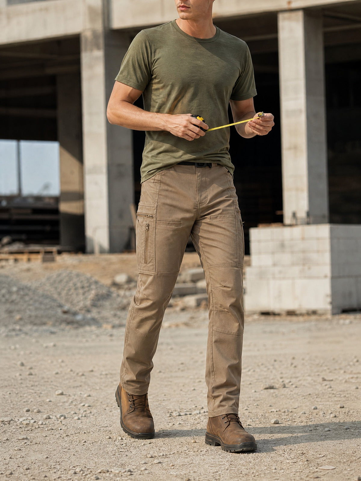 Tactical Cargo Trousers in dark khaki