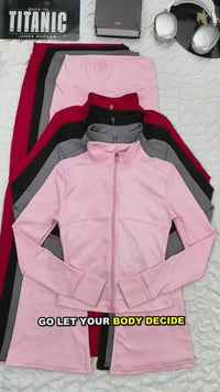 Two-Piece Zip Jacket & High-Waist Flare Pants Gym Set View 20