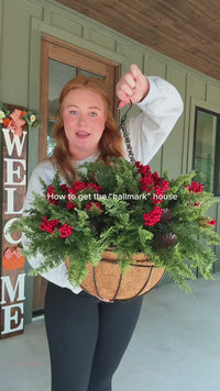 Festive Evergreen Hanging Christmas Basket View 11