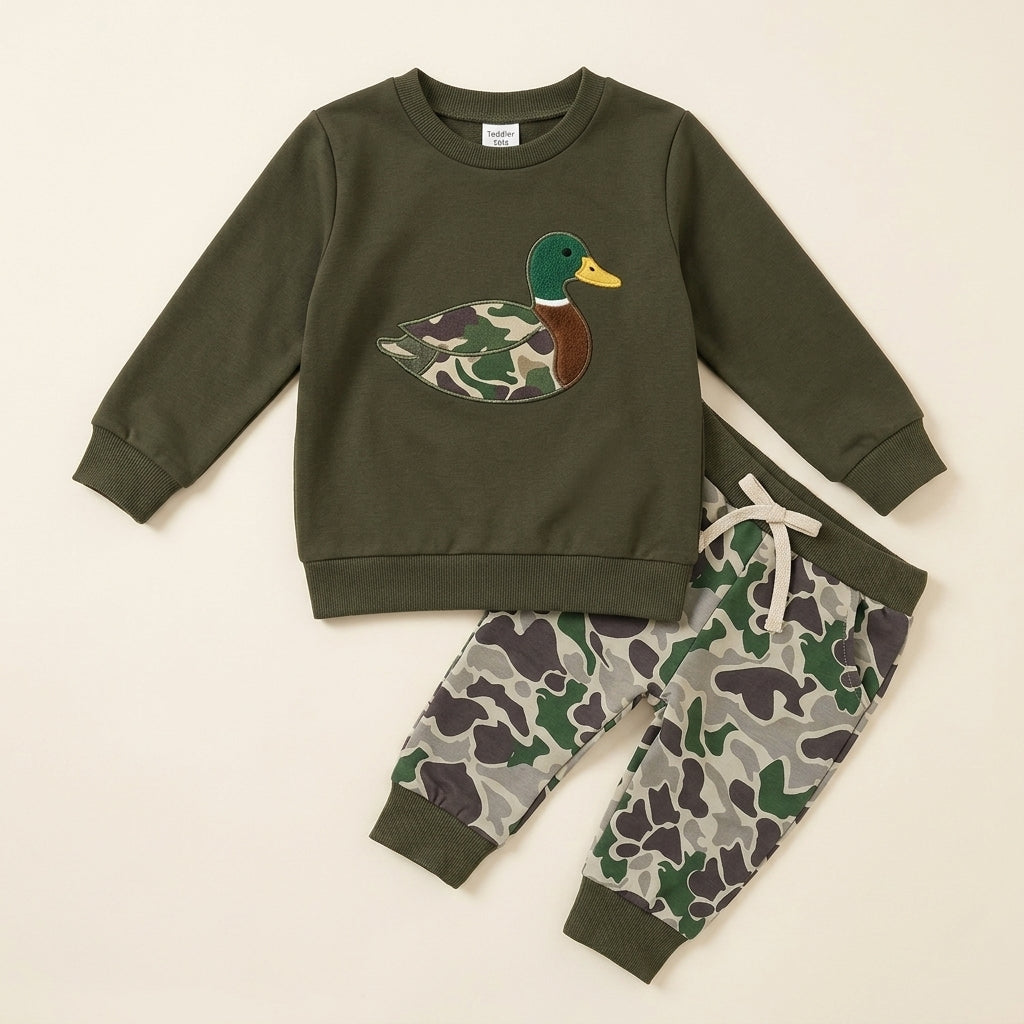 Toddler Duck Camo Patchwork Quarter-Zip Hoodie View 10