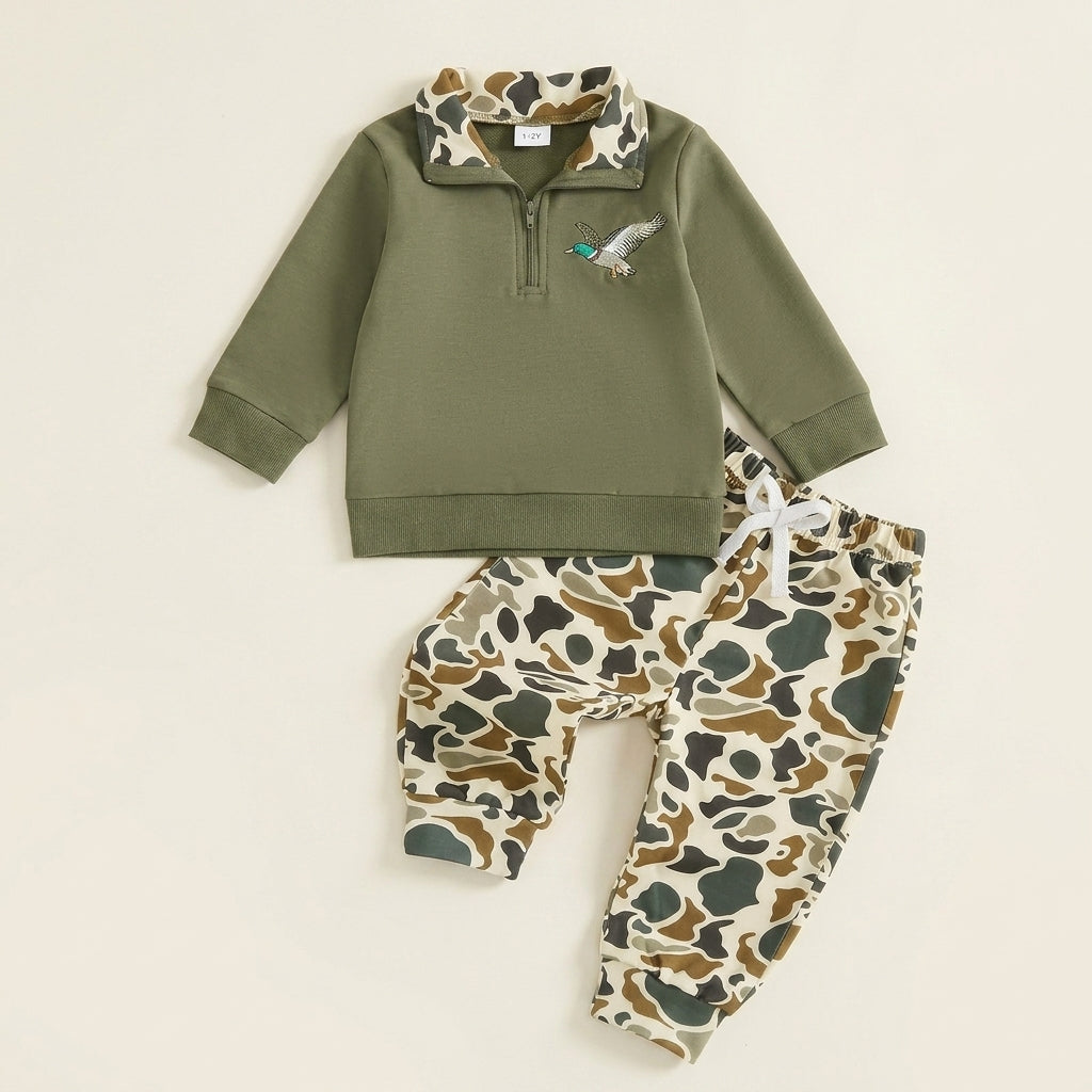 Toddler Duck Camo Patchwork Quarter-Zip Hoodie View 14