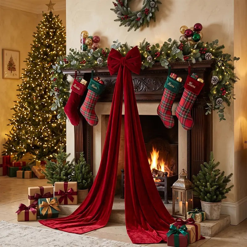 Giant Velvet Christmas Bow View 6