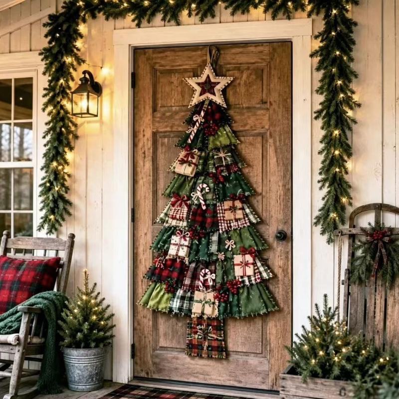 5FT DIY Hanging Christmas Tree - Classic Star on Front Door View 1