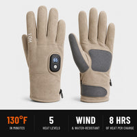 ThermoTouch heated gloves in Khaki: three heat settings up to 131F, heating on the palm and back of hand, rechargeable battery with up to 8 hours per charge View 9