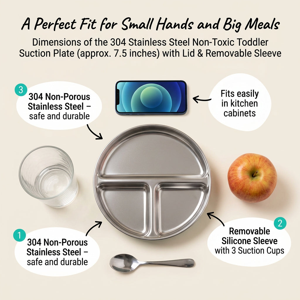 Stainless Steel Non-Toxic Toddler Suction Plate View 5
