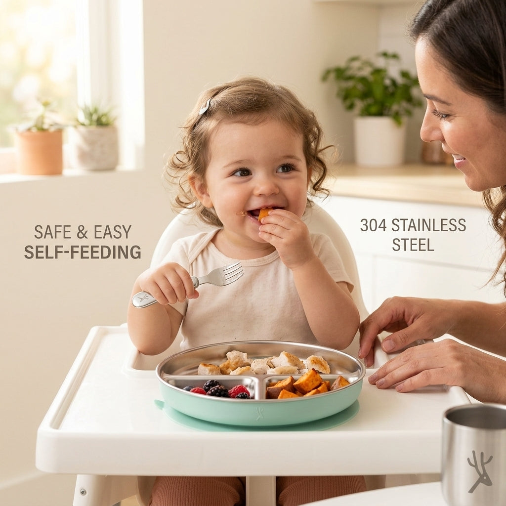 Stainless Steel Non-Toxic Toddler Suction Plate View 6