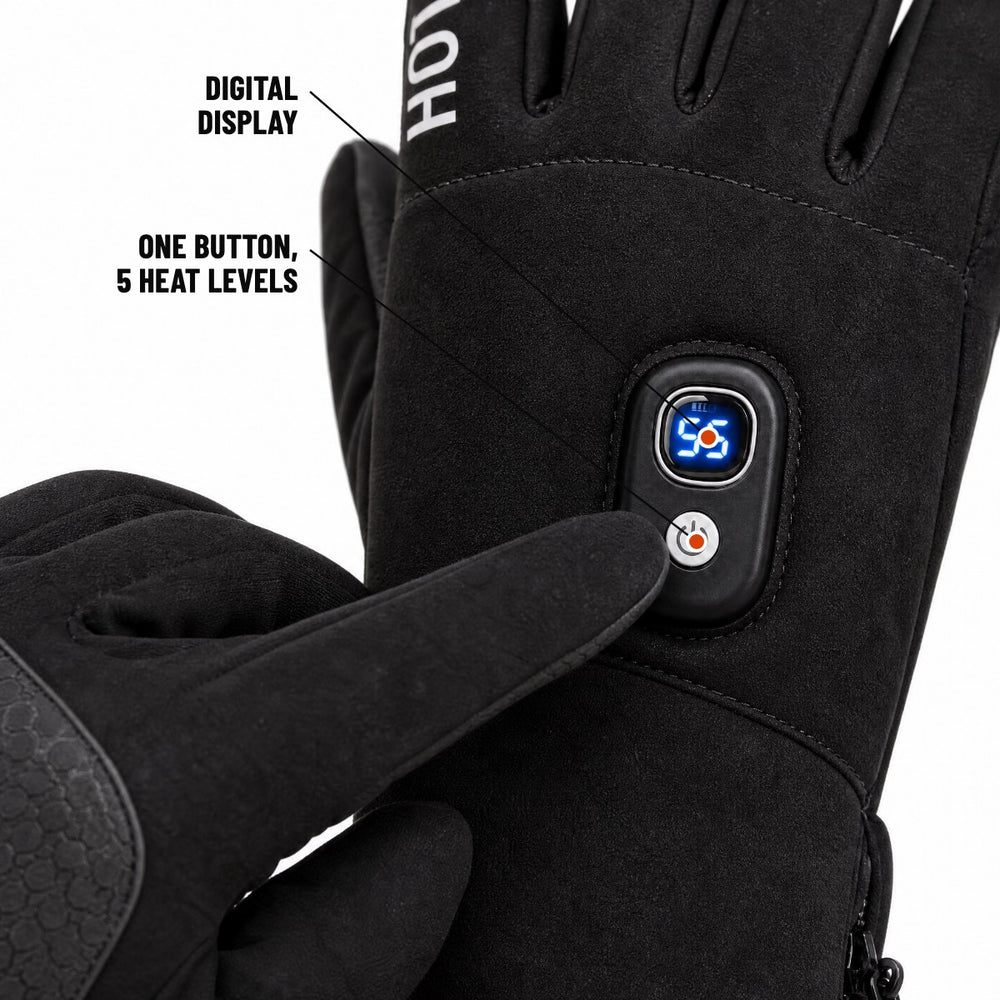 One-button heat control with digital display, 5 heat levels
