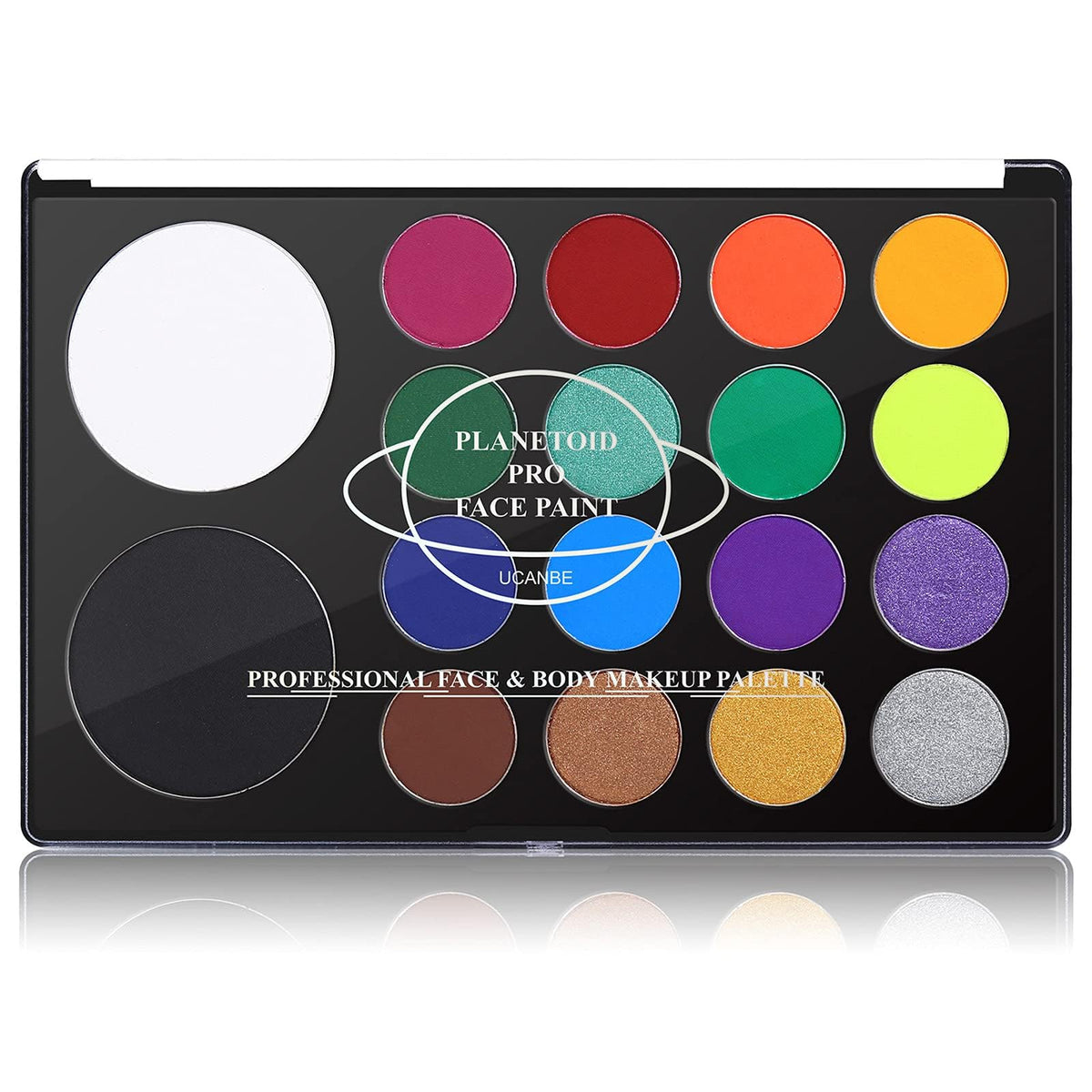 UCANBE 18-Color Water-Based Face & Body Makeup Kit (UV Glow & SFX Paint Palette) - 18-Color UV Glow Palette View 10