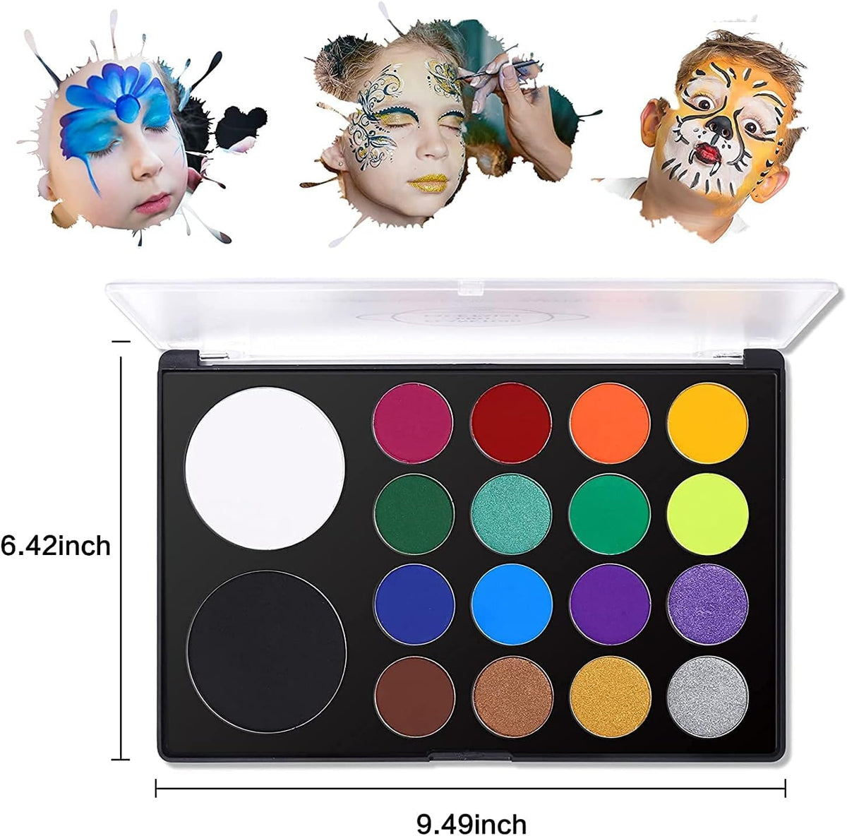 UCANBE 18-Color Water-Based Face & Body Makeup Kit (UV Glow & SFX Paint Palette) Detail 7 View 8